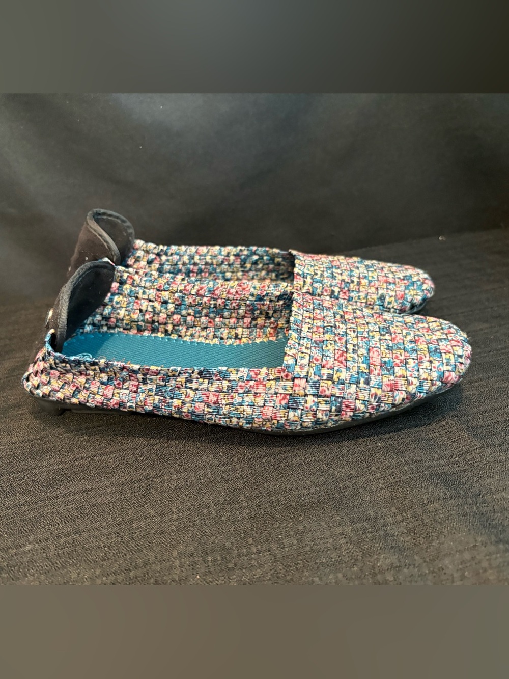 Bernie Mev Catwalk Multi Color Woven Stretch Elastic Ballet Flats Women 38 (7.5)